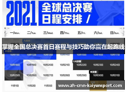 掌握全国总决赛首日赛程与技巧助你赢在起跑线